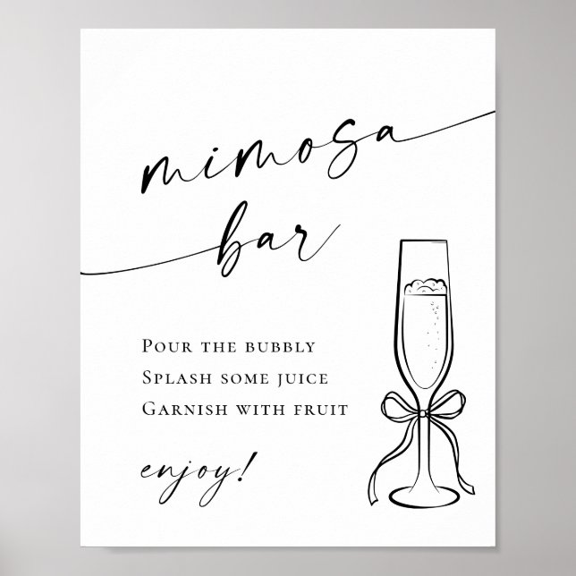Elegant Simple Minimalistisch Mimosa Bar Wedding Poster (Vorne)