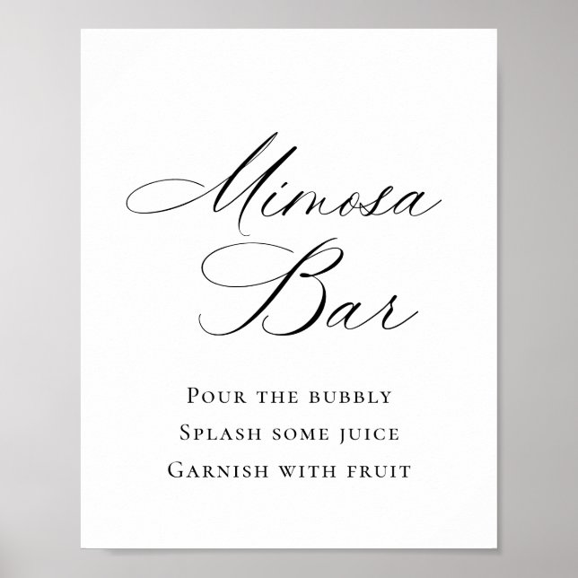 Elegant Simple Minimalistisch Mimosa Bar Wedding Poster (Vorne)