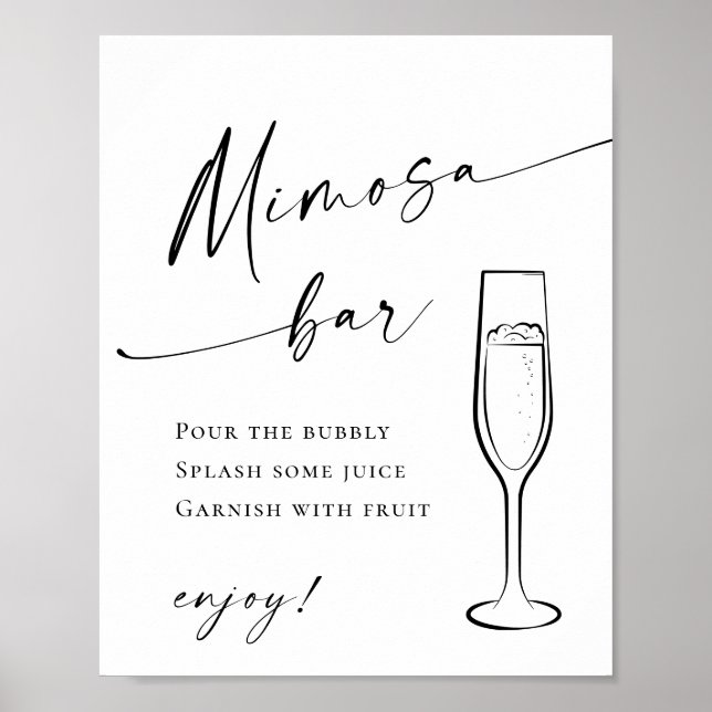 Elegant Simple Minimalistisch Mimosa Bar Wedding Poster (Vorne)