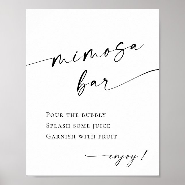Elegant Simple Minimalistisch Mimosa Bar Wedding Poster (Vorne)