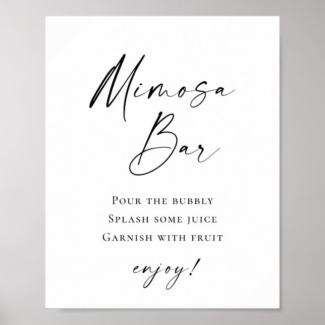 Elegant Simple Minimalistisch Mimosa Bar Wedding Poster (Vorne)