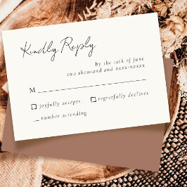 Elegant Simple Mocha Mousse Wedding RSVP Response Karte