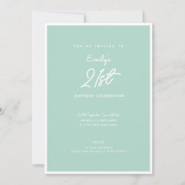 Elegant Simple Modern Mint 21st Birthday Party Einladung