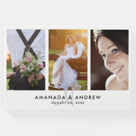 Elegant Simple Modern Monogram 3 Fotos Wedding Gästebuch