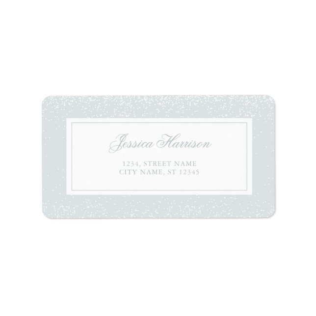Elegant Simple Monogram Blue Gray White Confetti Adressaufkleber (Vorne)