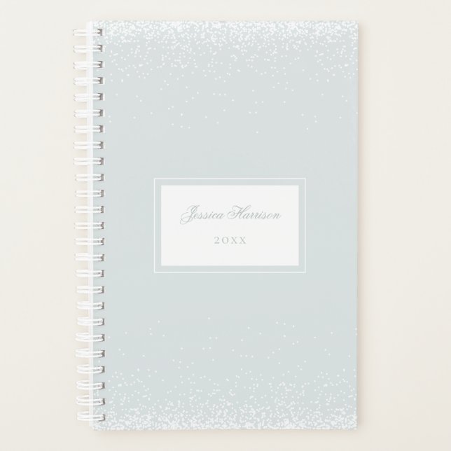 Elegant Simple Monogram Blue Gray White Confetti Planer (Vorderseite)