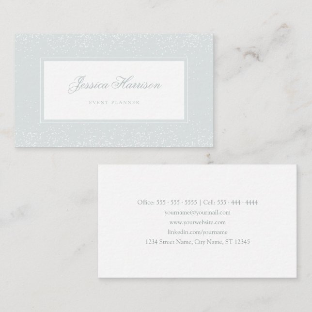 Elegant Simple Monogram Blue Gray White Confetti Visitenkarte (Vorne/Hinten)