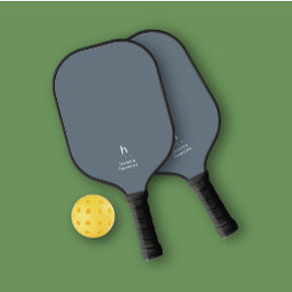 Elegant Simple Monogram Dusty Blue Personal Pickleball Schläger