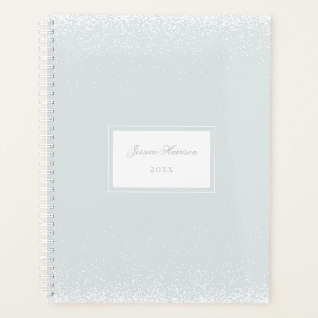 Elegant Simple Monogram Gray White Confetti Big Planer (Vorderseite)