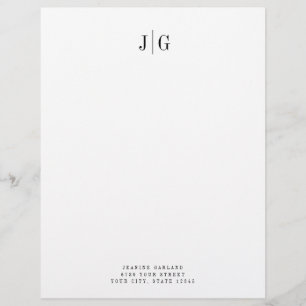 Elegant Simple Monogram Minimalistisch Beruflich Briefbogen