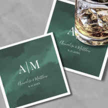 Elegant Simple Monogram Names Green Wedding