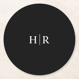 Elegant Simple Monogram Runder Pappuntersetzer