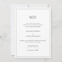 Elegant Simple Monogram Script White Wedding