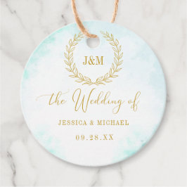 Elegant Simple Monogram Turquoise Wedding Geschenkanhänger