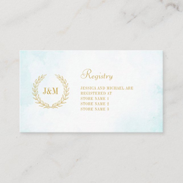 Elegant Simple Monogram Turquoise Wedding Registry Begleitkarte (Vorderseite)