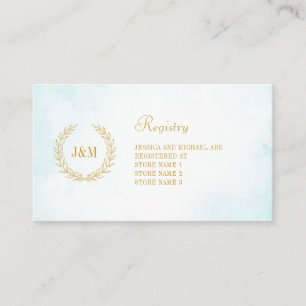 Elegant Simple Monogram Turquoise Wedding Registry Begleitkarte