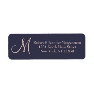 Elegant Simple Navy Blue and Pale Monogram