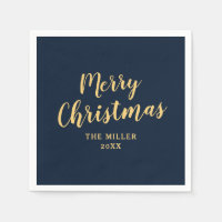 Elegant Simple Navy Blue Frohe Weihnachten