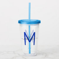 Elegant Simple Navy Blue White Monogram