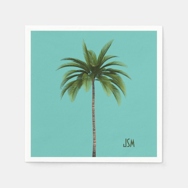 Elegant Simple Palm Trees Tropical Beach Monogram Serviette (Vorderseite)