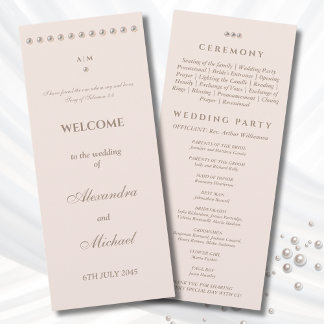Elegant Simple Pearl Christian Wedding Program Programm