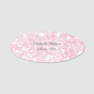 Elegant Simple Pink Glitzer Bokeh Namensschild