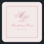 Elegant Simple Pink Monogram Quadratischer Aufkleber<br><div class="desc">Die Rosa-Suite verfügt über einen wunderschönen klassischen Script-Schriftart mit einem zweistelligen Monogramm und einem doppelten Rand. Es handelt sich um eine einfache,  klassische Suite,  die mit individuellen Stücken in verschiedenen Rose,  Rosa,  staubiger Rose,  Elfenbein,  Creme und Rot gefüllt ist. Die Suite ist elegant,  zeitlos,  romantisch und feminin.</div>