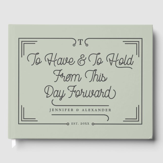 Elegant Simple Quote Eucalyptus Green Wedding Gästebuch (Vorderseite)