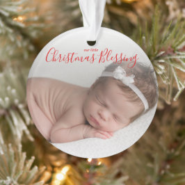 Elegant Simple Red Foto Baby's First Christmas Ornament