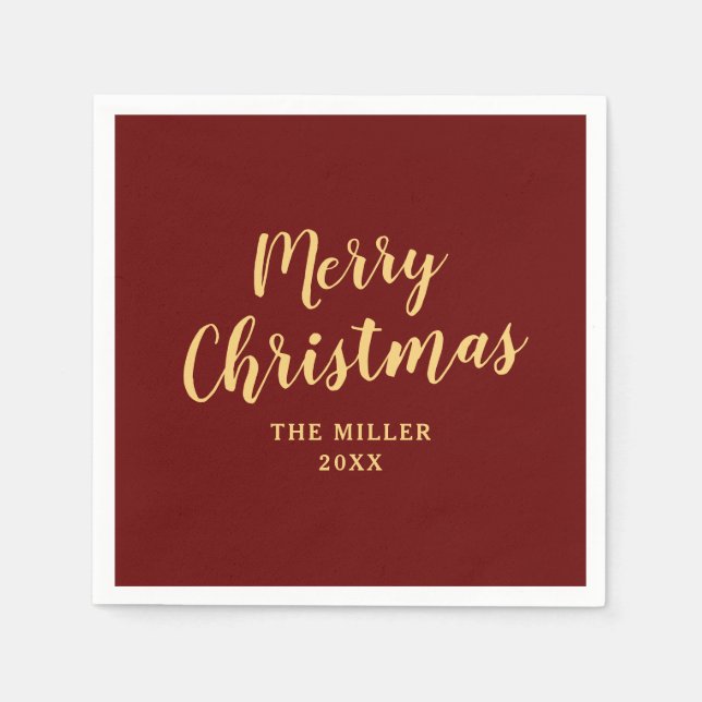 Elegant Simple Red Merry Christmas Serviette (Vorderseite)