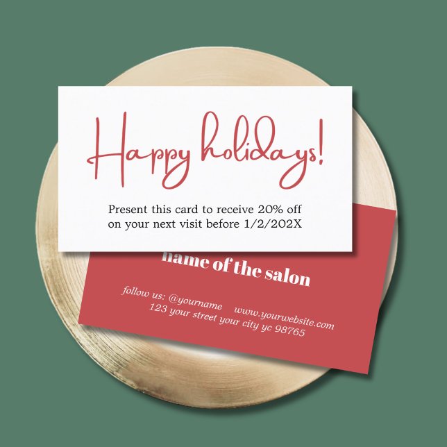 Elegant Simple Red White Bold Holiday Coupon (Von Creator hochgeladen)