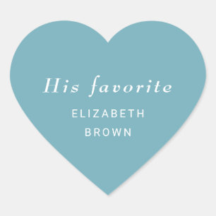 Elegant Simple Retro Blue mit Monogram Wedding Herz-Aufkleber