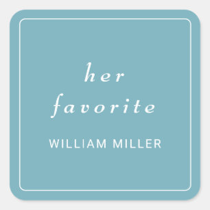 Elegant Simple Retro Blue mit Monogram Wedding Quadratischer Aufkleber