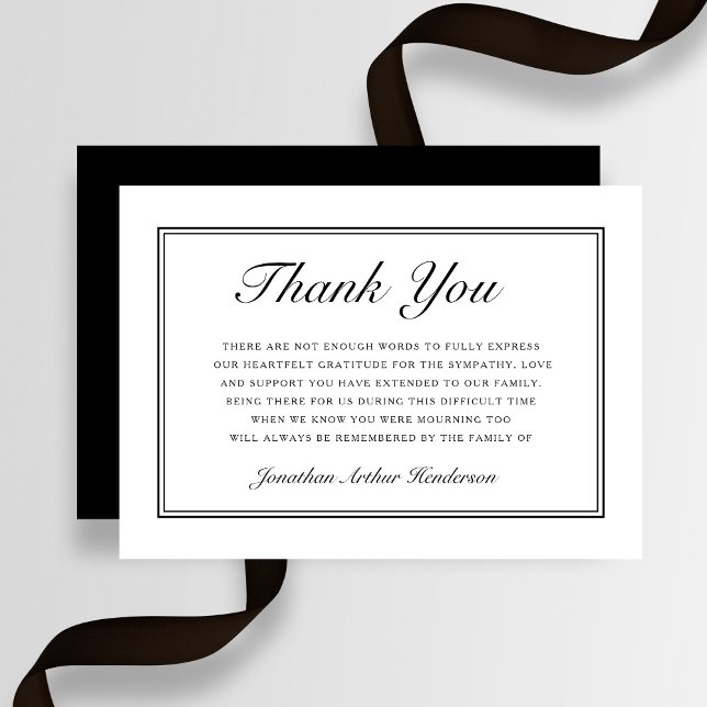 Elegant Simple Script Beileid Funeral Dankeskarte (Elegant Simple Script Sympathy Funeral Thank You Card)