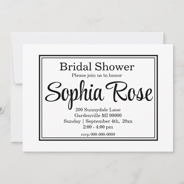 Elegant Simple Script-Brautparty Einladung (Vorderseite)