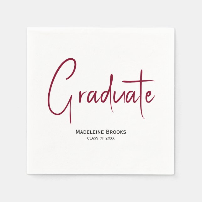 Elegant Simple Script Custom Graduation Napkins Serviette (Vorderseite)