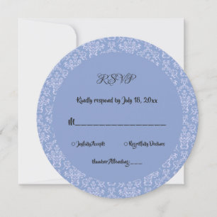 Elegant Simple Script Damask Round Wedding RSVP Einladung