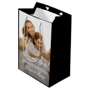 Elegant Simple Script Wedding Vielen Dank Mittlere Geschenktüte