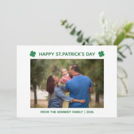 Elegant Simple Shamrock Photo St. Patrick's Day  Feiertagskarte