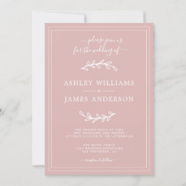 Elegant Simple Silver Pink Hochzeit Einladung