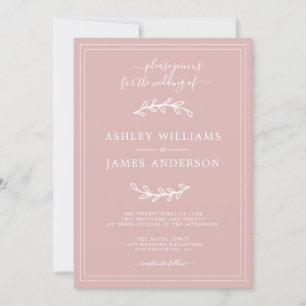 Elegant Simple Silver Pink Hochzeit Einladung