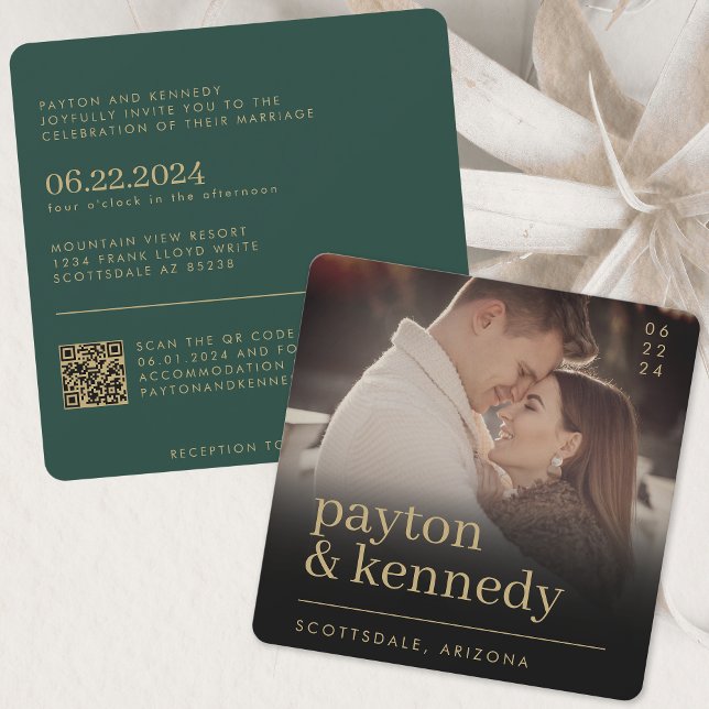 Elegant Simple stilvoll Emerald Green Gold Square Einladung (Von Creator hochgeladen)