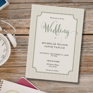 Elegant Simple Stripes Cottagecore Patterned Invit Einladung