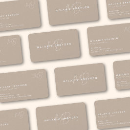 Elegant Simple Taupe Minimalistisch Two Monogram Visitenkarte