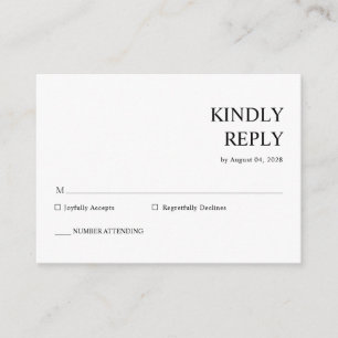 Elegant Simple Typografy Wedding RSVP Begleitkarte