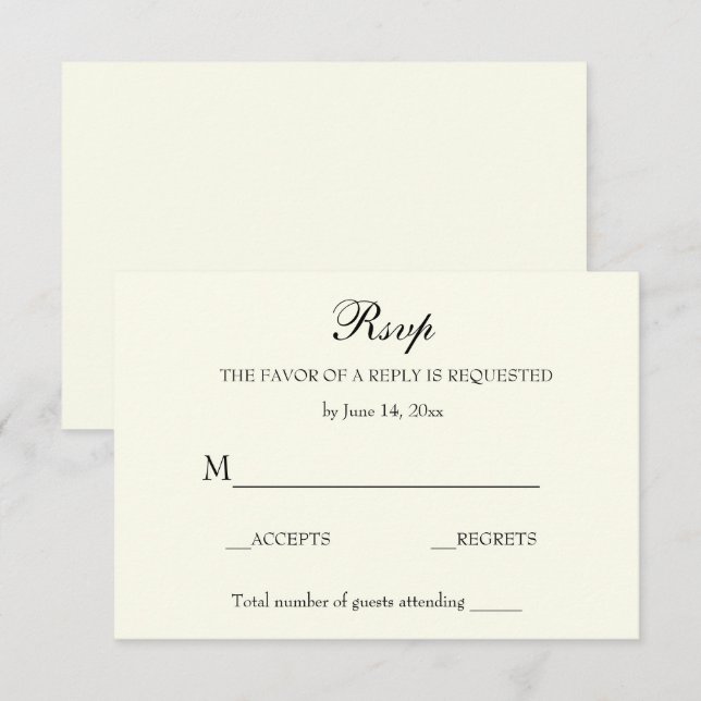 Elegant Simple UAWG Ivory RSVP Karte (Vorne/Hinten)