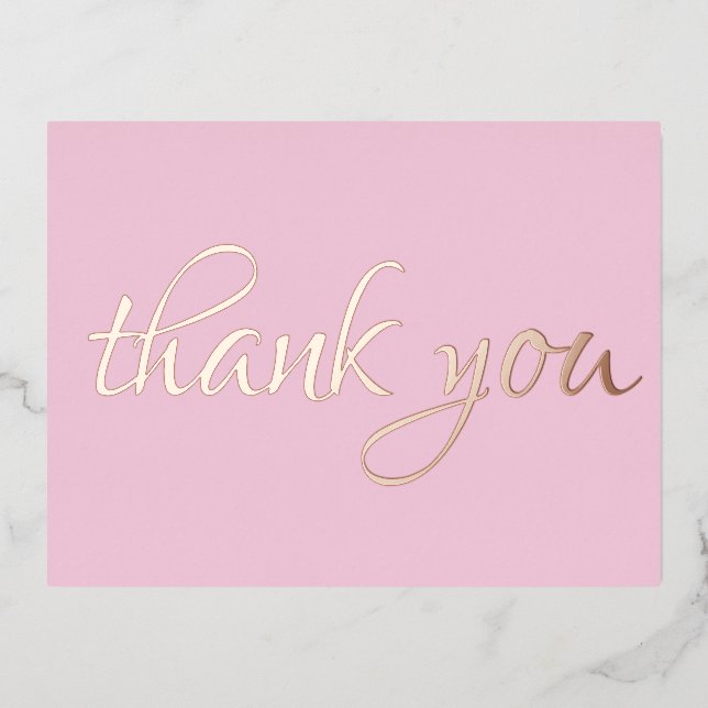 Elegant Simple Vielen Dank Pink Gold Folie Einladungspostkarte (Vorderseite)