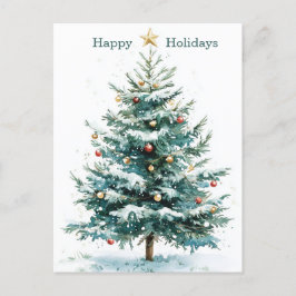 Elegant Simple Watercolor Weihnachtsbaum Custom Feiertagspostkarte