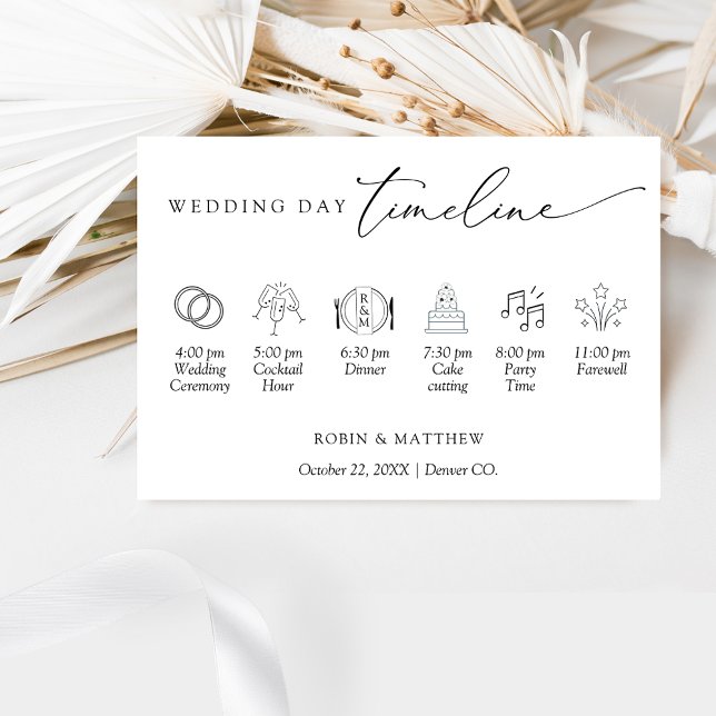 Elegant Simple Wedding Timeline Begleitkarte (Von Creator hochgeladen)