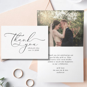 Elegant Simple Wedding Vielen Dank Script-Foto Dankeskarte